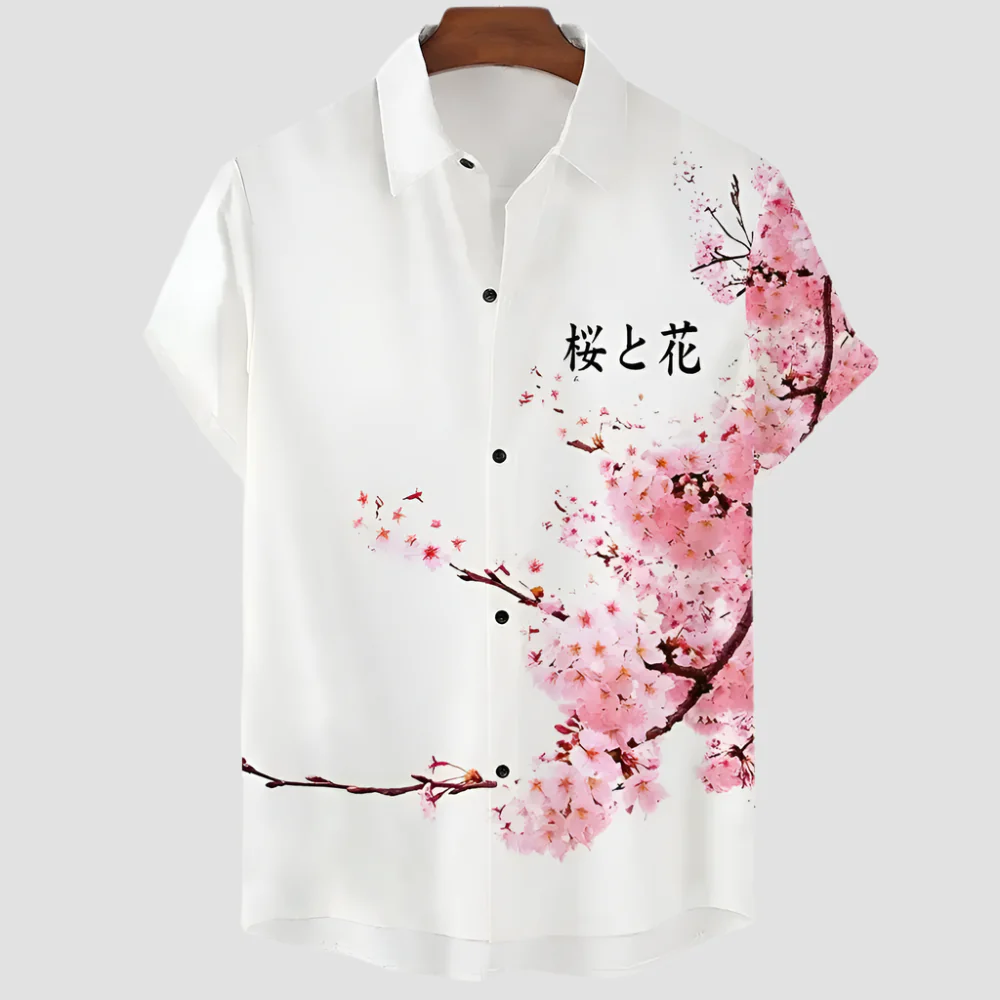 Chemise Japonaise Blanche Sakura – Image 2