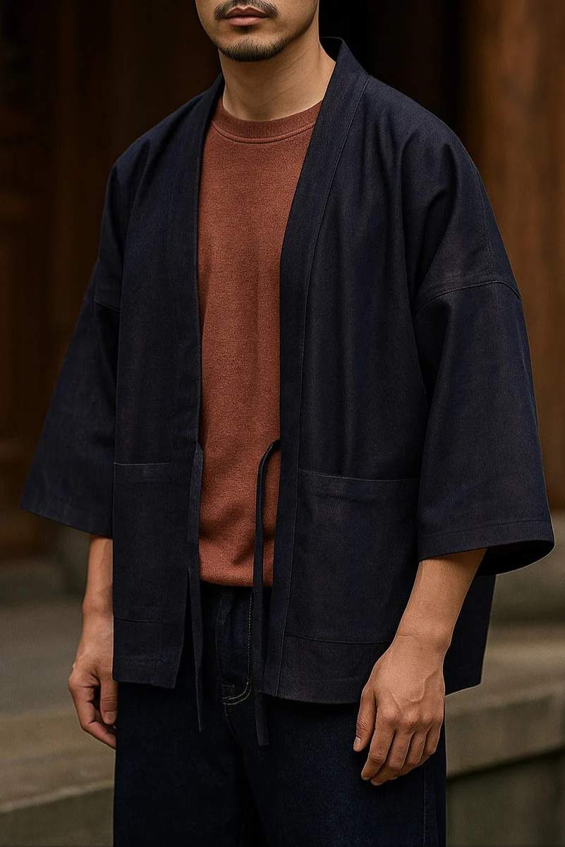 Veste Kimono Homme Décontracté en Jean – Image 2