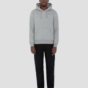 Sweatshirt gris chiné à capuche en molleton épais